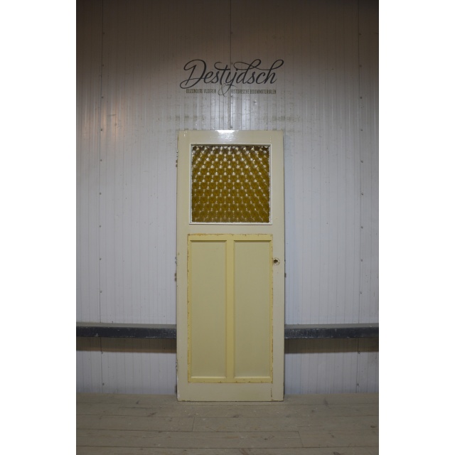 Oude Bruynzeel drievaks paneeldeur met glas 
