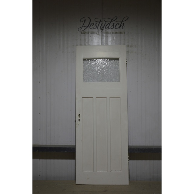 Oude Bruynzeeldeur met 3 staande vakken en 1 ruit 